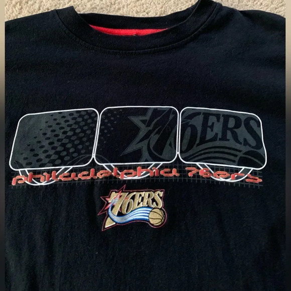 Pro Edge Philadelphia Sixers 76ers Basketball NBA T-shirt Black Red Size M - Picture 3 of 5